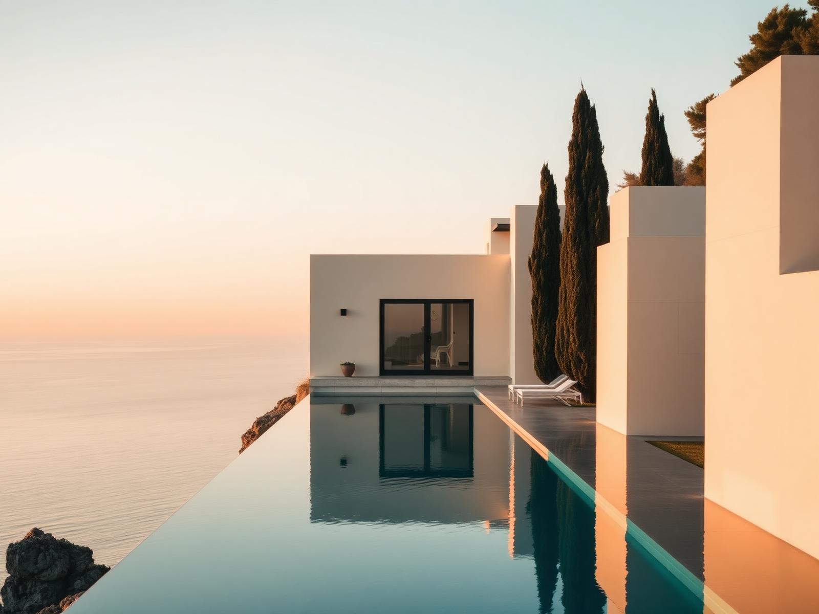 Mediterranean villa at golden hour